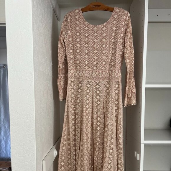 Mauve And Grape Purple Palazzo Suit With Front Slit Anarkali - Picture 4 of 8